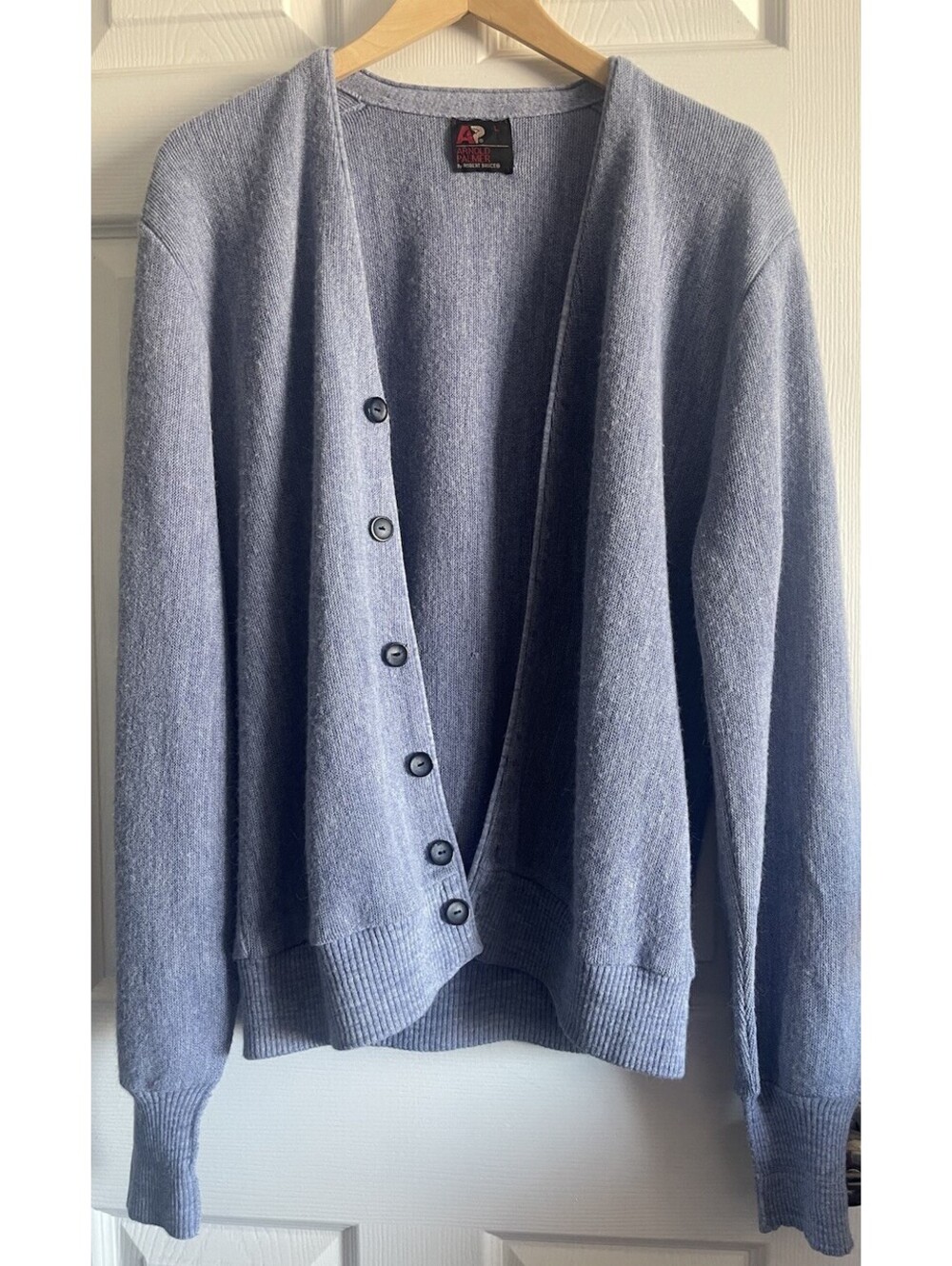 VTG Arnold Palmer x Robert Bruce Cardigan Sz L Sweater Blue Orlon Acrylic EUC